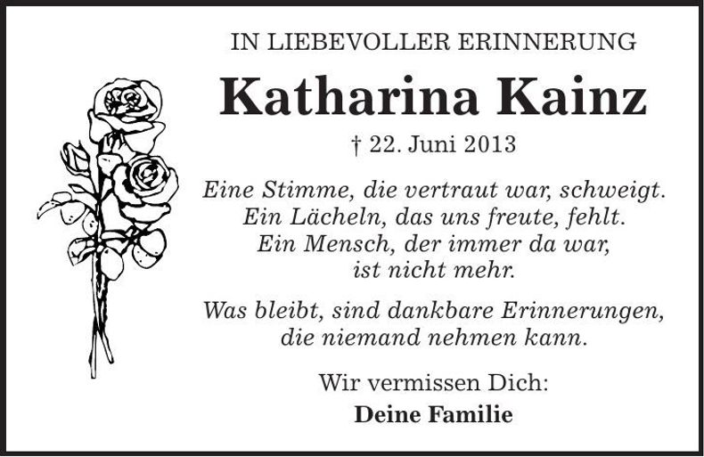Traueranzeige Katharina Kainz