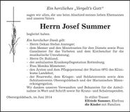 Traueranzeige Josef Summer