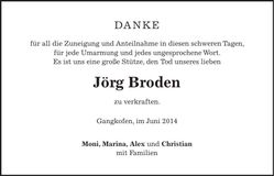Traueranzeige Jörg Broden