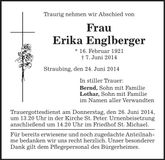 Traueranzeige Erika Englberger