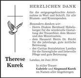Traueranzeige Therese Kurek