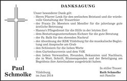 Traueranzeige Paul Schmolke