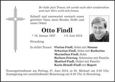 Traueranzeige Otto Findl