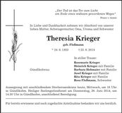 Traueranzeige Theresia Krieger