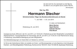 Traueranzeige Hermann Stecher