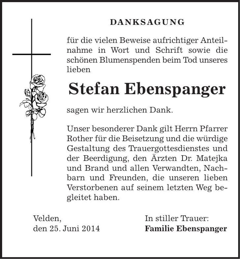 Traueranzeige Stefan Ebenspanger