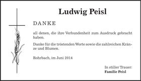 Traueranzeige Ludwig Peisl