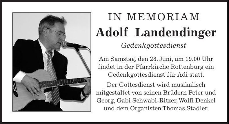 Traueranzeige Adolf Landendinger