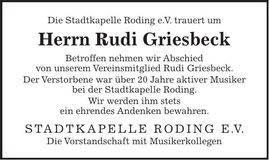 Traueranzeige Rudi Griesbeck