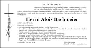 Traueranzeige Alois Bachmeier