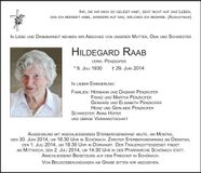 Traueranzeige Hildegard Raab