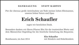 Traueranzeige Erich Schaufler