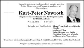 Traueranzeige Kurt-Peter Nawroth