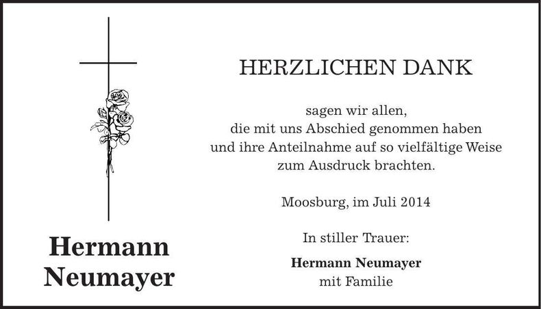 Traueranzeige Herman Neumayer