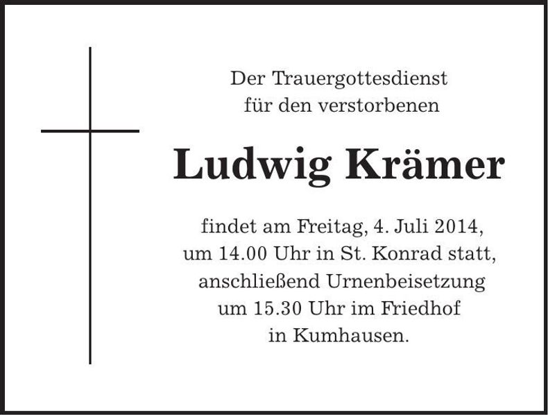 Traueranzeige Ludwig Krämer