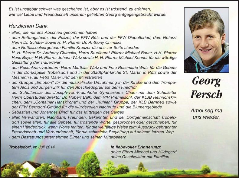 Traueranzeige Georg Fersch