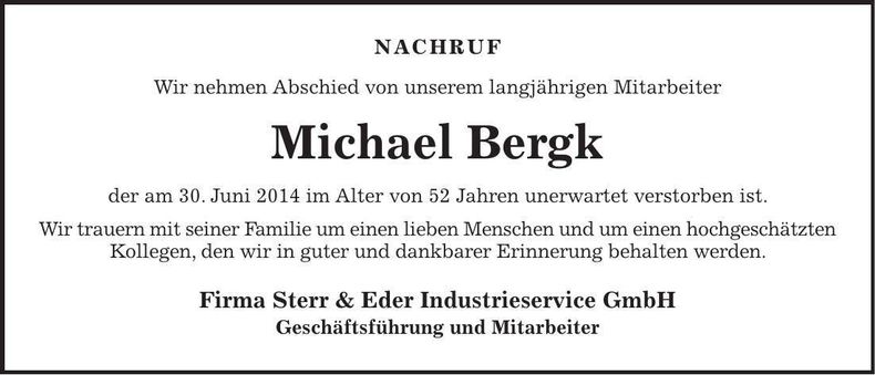 Traueranzeige Michael Berg