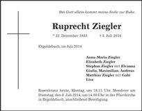 Traueranzeige Ruprecht Ziegler