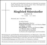 Traueranzeige Siegfried Stierstorfer
