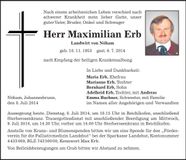 Traueranzeige Maximilian Erb