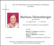 Traueranzeige Barbara Dietersberger