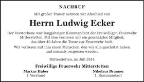 Traueranzeige Ludwig Ecker