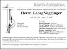Traueranzeige Georg Vogginger