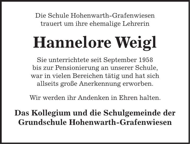 Traueranzeige Hannelore Weigl