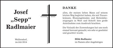 Traueranzeige Josef Radlmaier