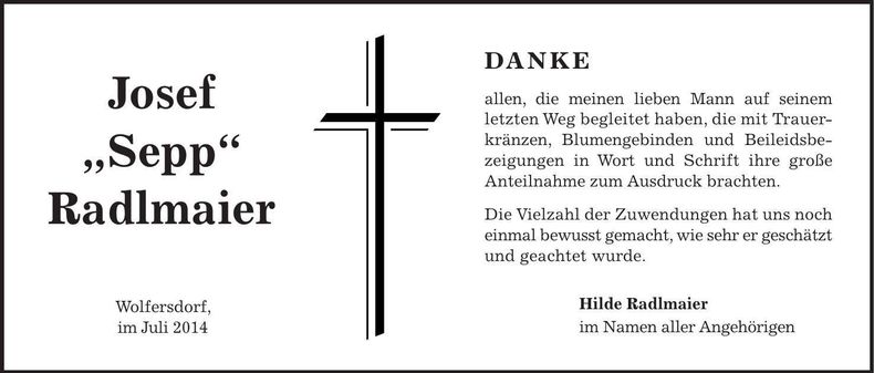 Traueranzeige Josef Radlmaier