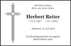 Traueranzeige Herbert Reiter