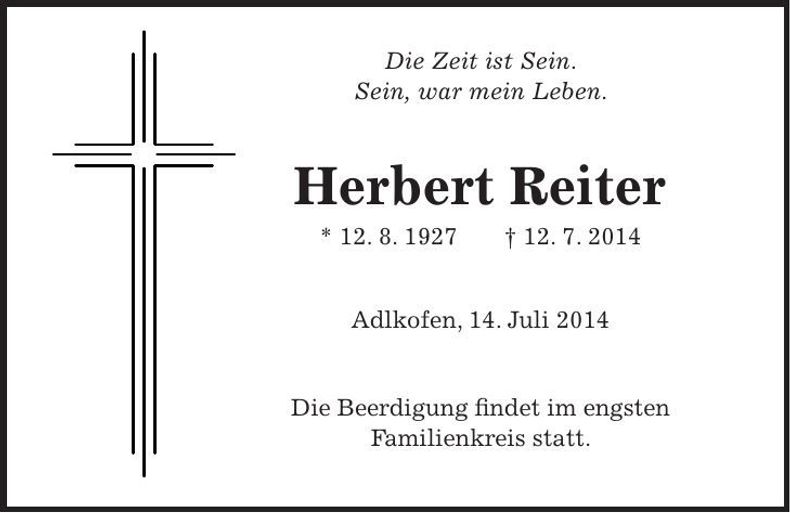 Traueranzeige Herbert Reiter