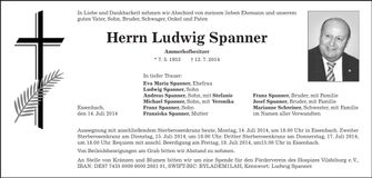 Traueranzeige Ludwig Spanner