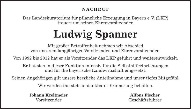 Traueranzeige Ludwig Spanner