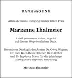 Traueranzeige Marianne Thalmeier