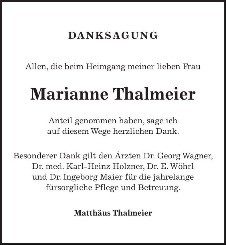 Traueranzeige Marianne Thalmeier