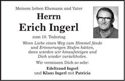 Traueranzeige Erich Ingerl