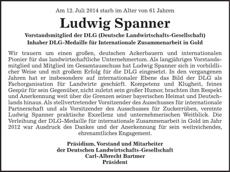 Traueranzeige Ludwig Spanner