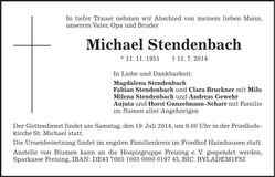 Traueranzeige Stendenbach Michael