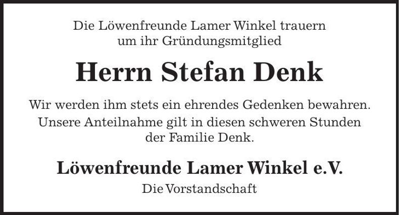 Traueranzeige Stefan Denk