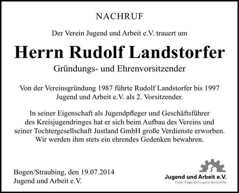 Traueranzeige Rudolf Landstorfer