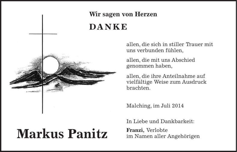 Traueranzeige Markus Panitz