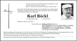 Traueranzeige Karl Röckl