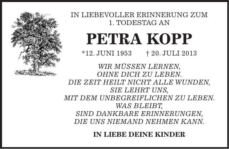 Traueranzeige Petra Kopp