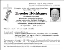 Traueranzeige Theodor Höchbauer