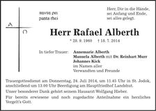 Traueranzeige Rafael Alberth
