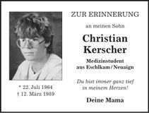 Traueranzeige Christian Kerscher