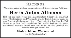 Traueranzeige Anton Altmann