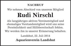 Traueranzeige Rudi Nirschl