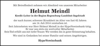 Traueranzeige Helmut Meindl